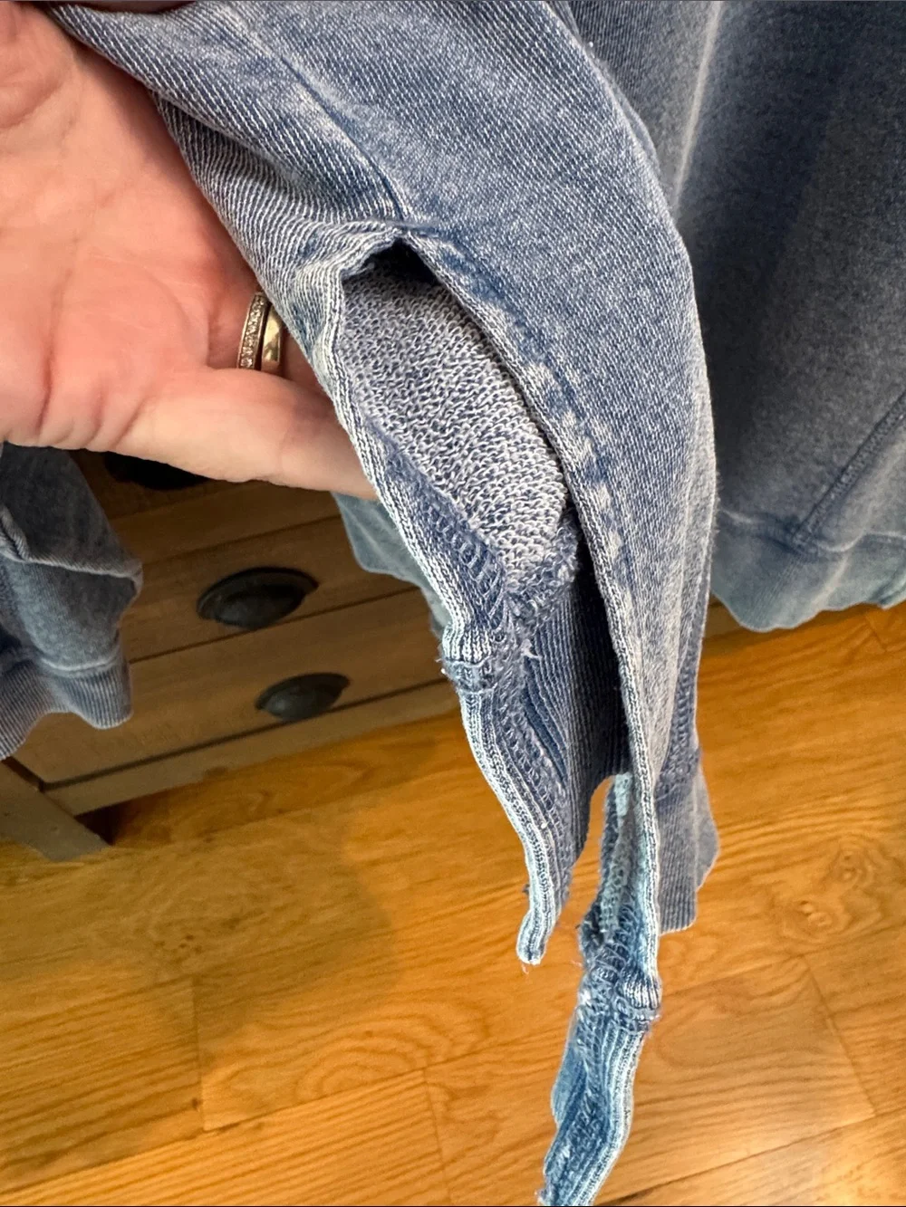 Z Supply Oversized Casual Top Distressed Denim Blue Color Sz L